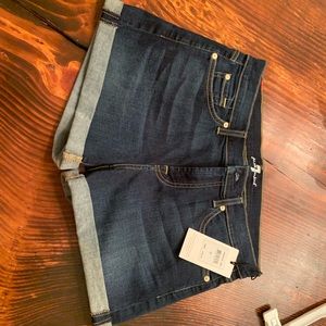 7 For All Man Kind cuffed denim shorts.